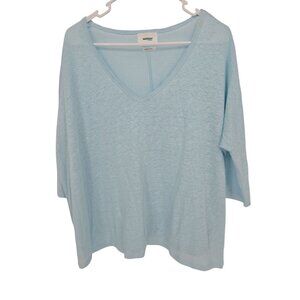 NOT SHY Size Medium Womens Top Blue Dolman Sleeve V Neck Shirt